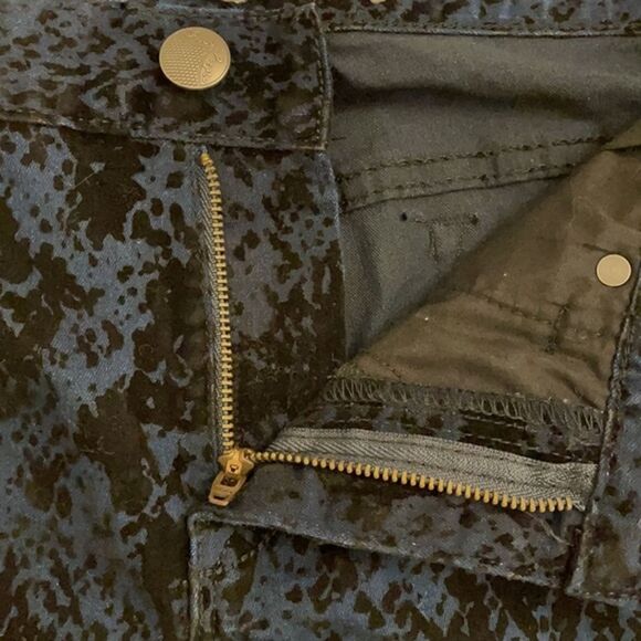 Free People Burnout Velvet Jeans Womens 27 Blue Black Winter Skinny - Picture 3 of 12